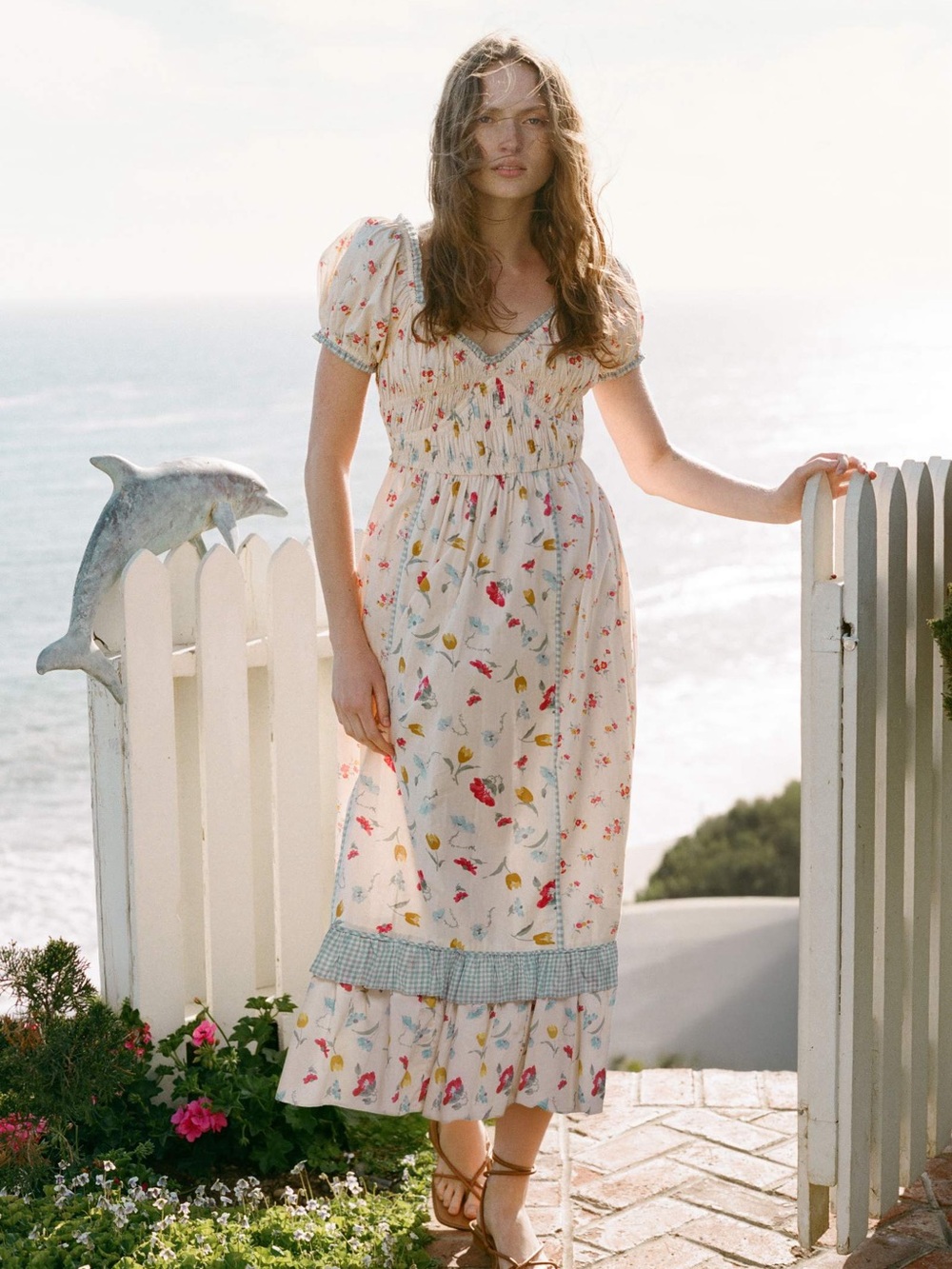 Christy Dawn Ivory Maxi Dress with Multicolor Floral Print